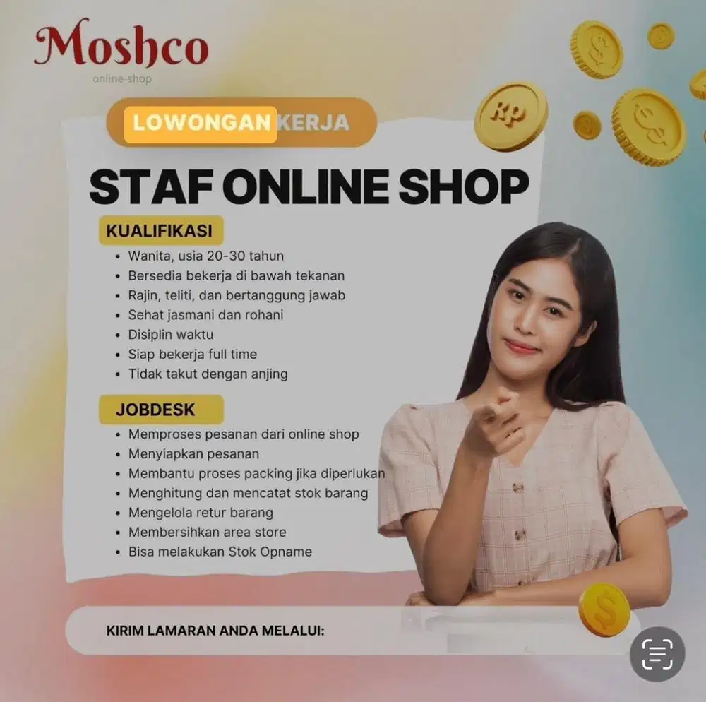 Dicari tenaga untuk online shop