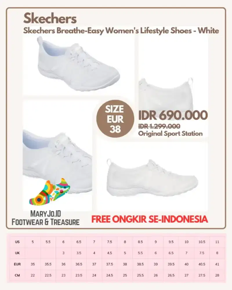 Skechers Breathe-Easy Women's Lifestyle Shoes - White : Size 38