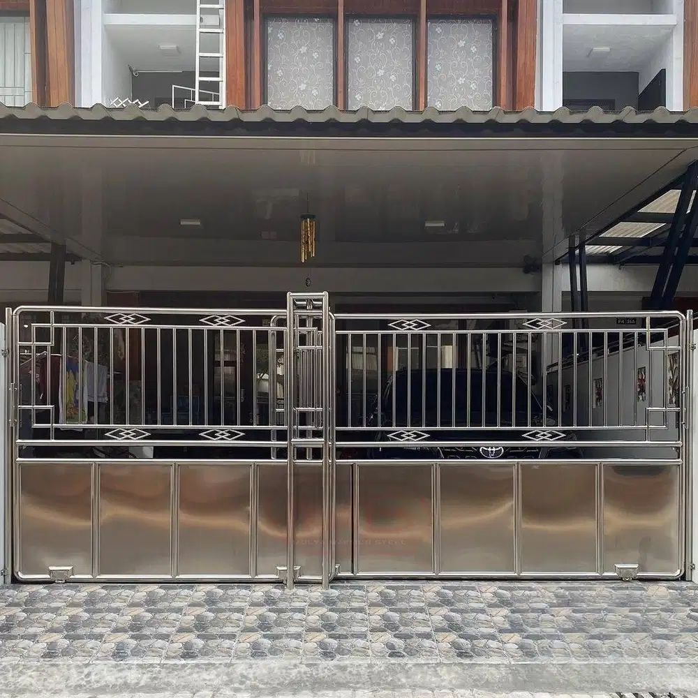 Pagar rumah stainless kombinasi