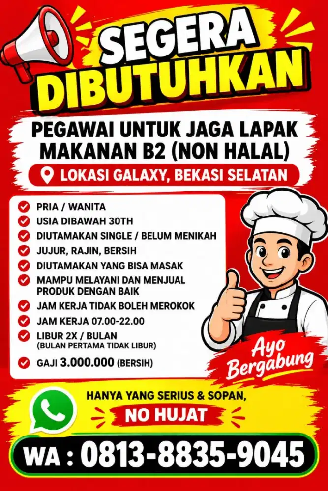STAFF UNTUK USAHA MAKANAN NON HALAL (B4BI)