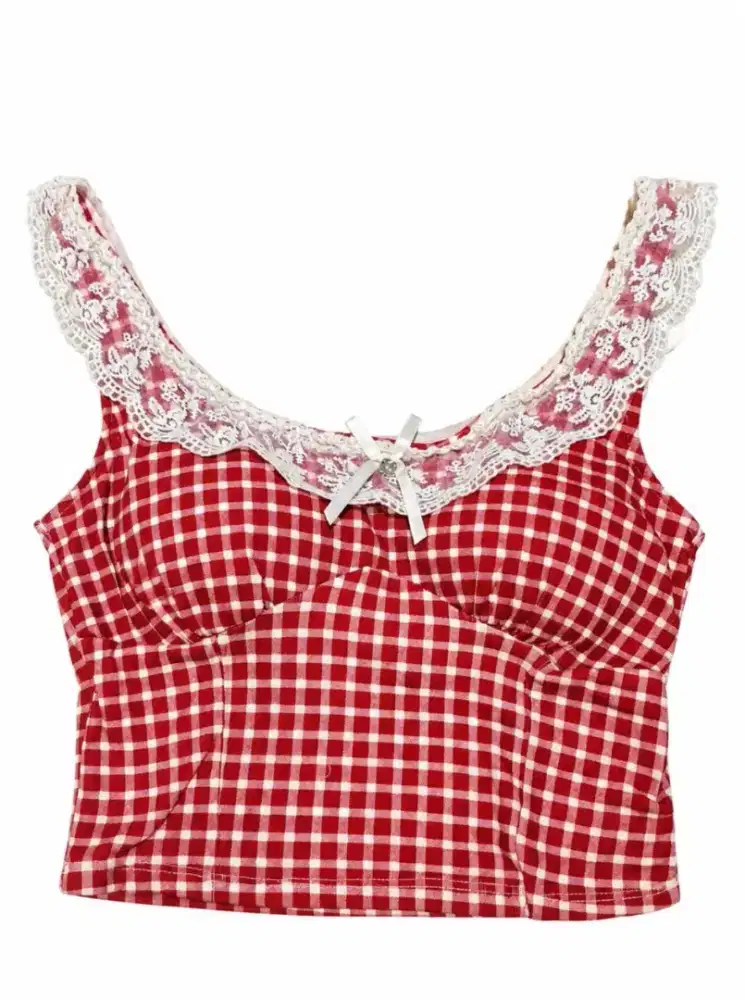 jual red crop top cocok buat ngonser