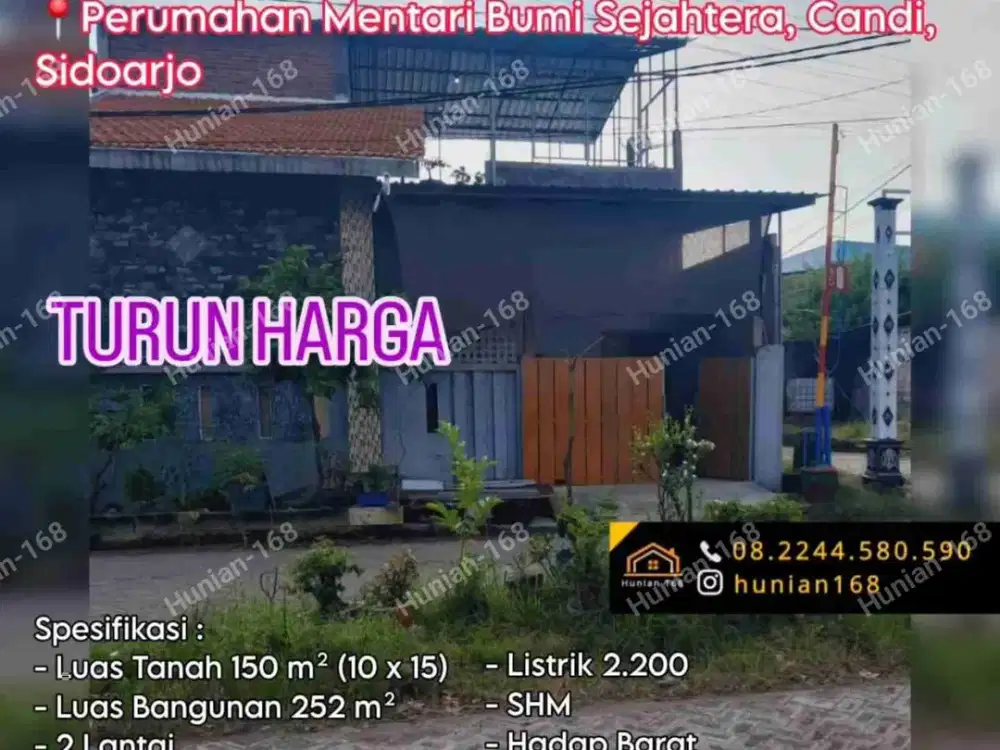 Dijual Rumah Perumahan Mentari Bumi Sejahtera Lingkar Timur Candi Gedangan Sidoarjo Kota Porong Puri Surya Jaya PSJ Buduran Waru