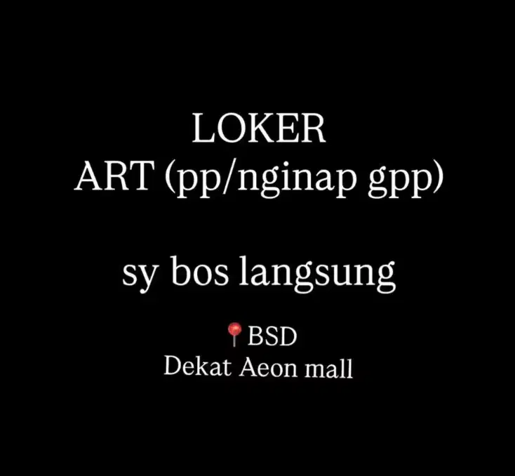 Diperlukan ART/PRT di BSD Lowongan kerja