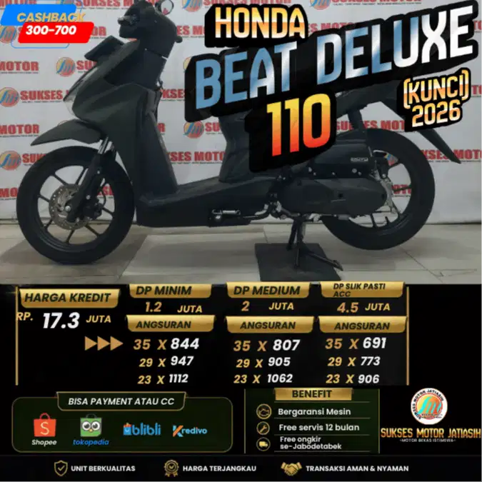 HONDA BEAT DELUXE 2026 PLAT JAKARTA KM MASIH RENDAH BISA CASH & KREDIT