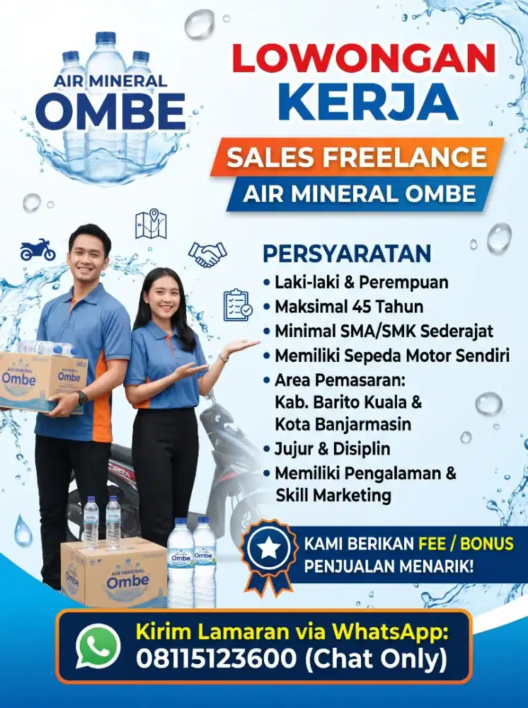 Loker Sales/Marketing Freelance Air Mineral Ombe