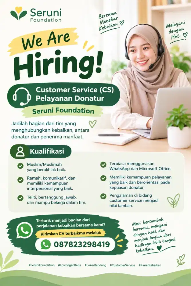 Lowongan Kerja CS layanan Donatur