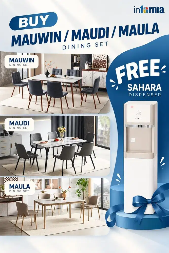 Set meja makan Free Dispenser