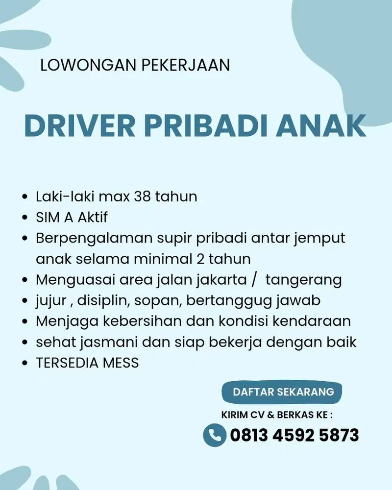 Loker Supir anak