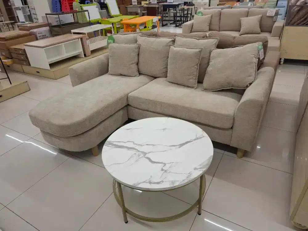 Sofa Sectional L Fabric Beige Morel
