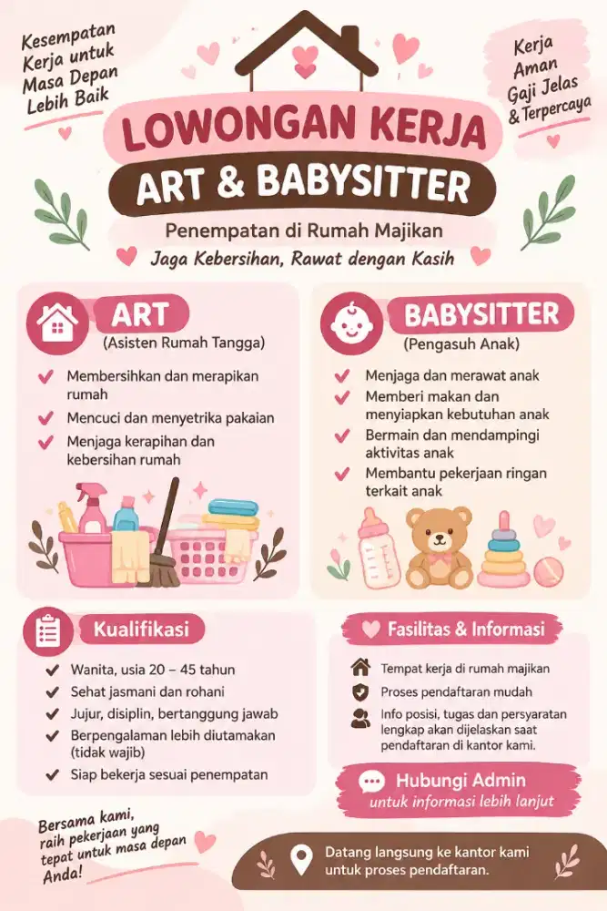 Lowongan kerja baby sitter art prt