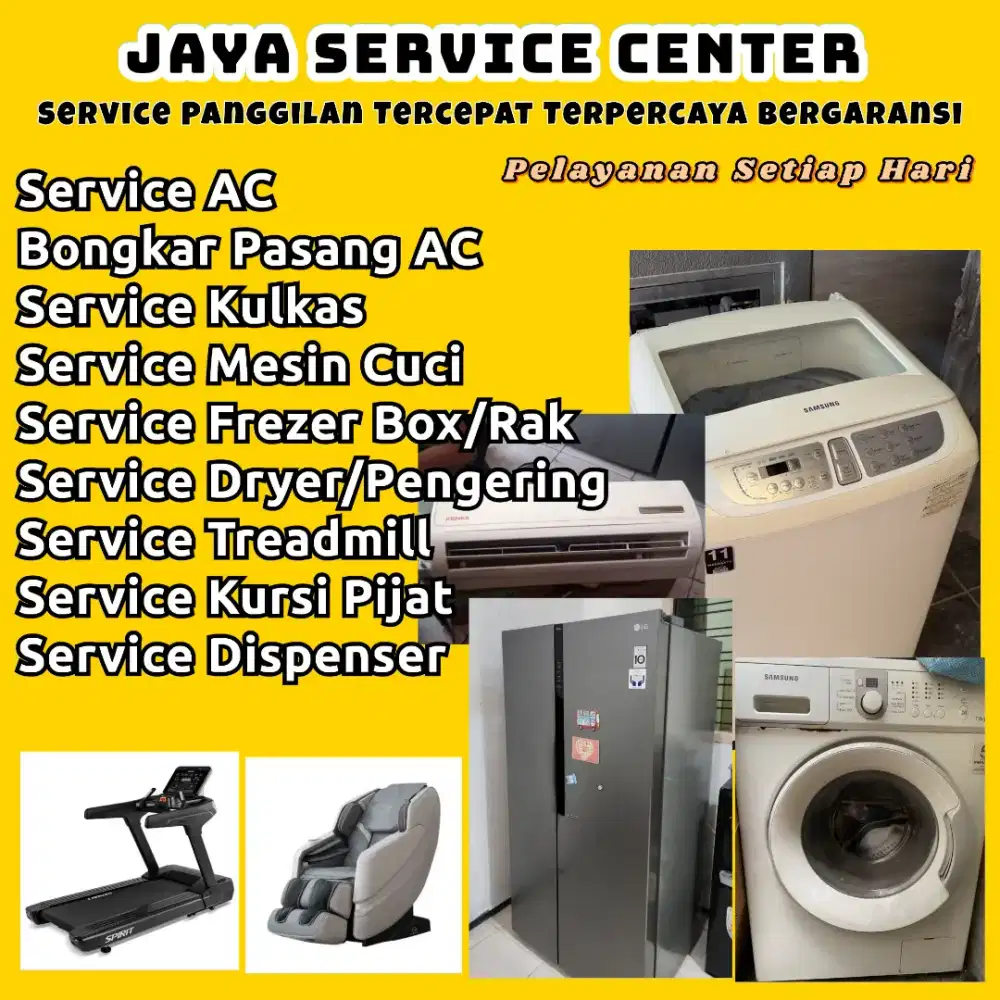 Service Kulkas Dispenser Bongkar Pasang Servis AC Mesin Cuci Treadmill