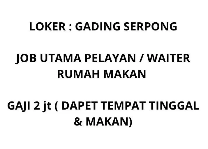 LOWONGAN KERJA PELAYAN