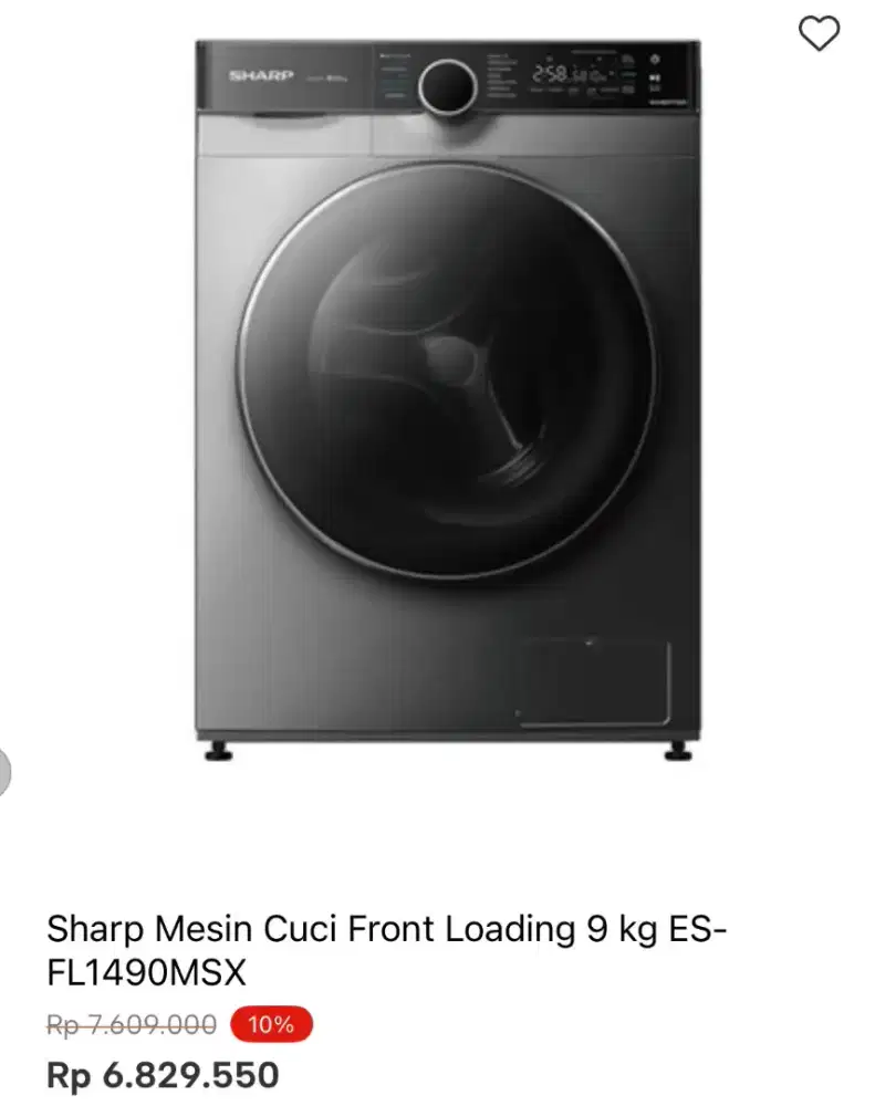 MESIN CUCI SHARP FRONT LOADING 9KG ES-FL1490MSX