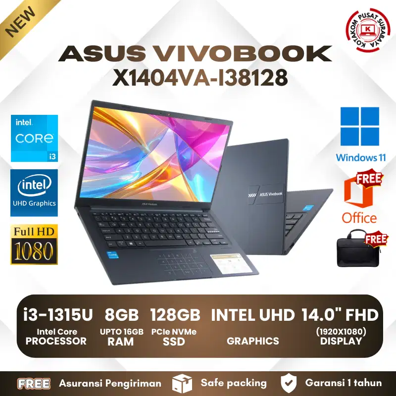 ASUS VIVOBOOK X1404VA-I38128 CORE I3 GEN 13 8GB 128GB 14.0 FHD WIND11