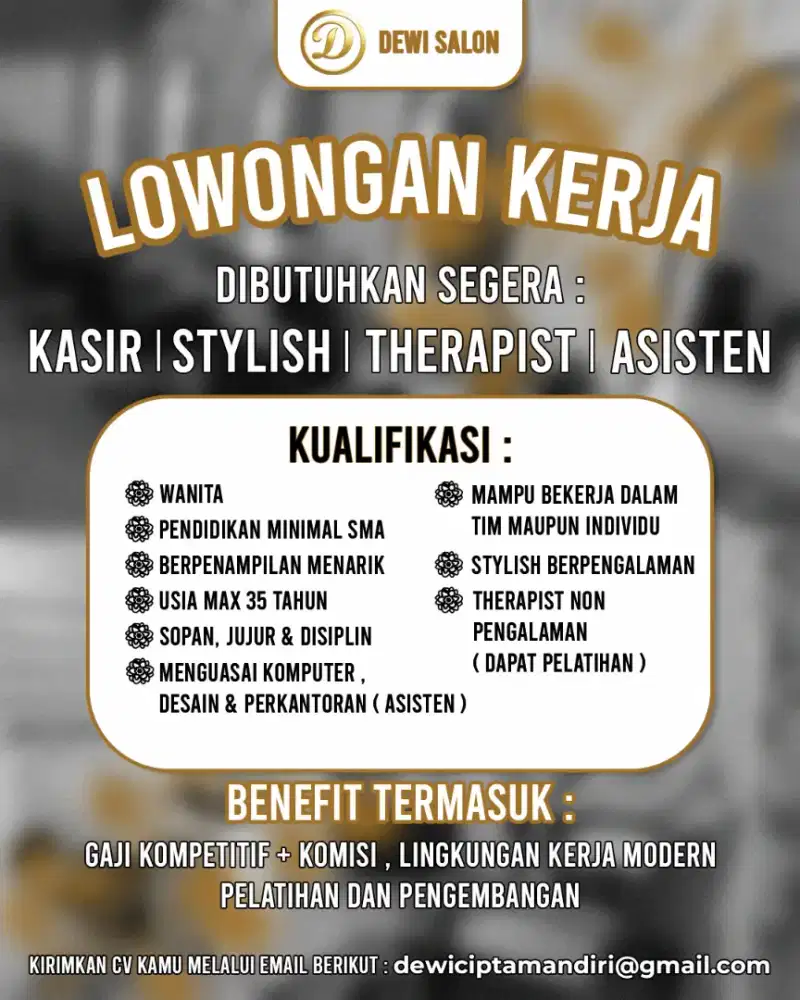 Stylish Therapist Cashier Asisten Admin
