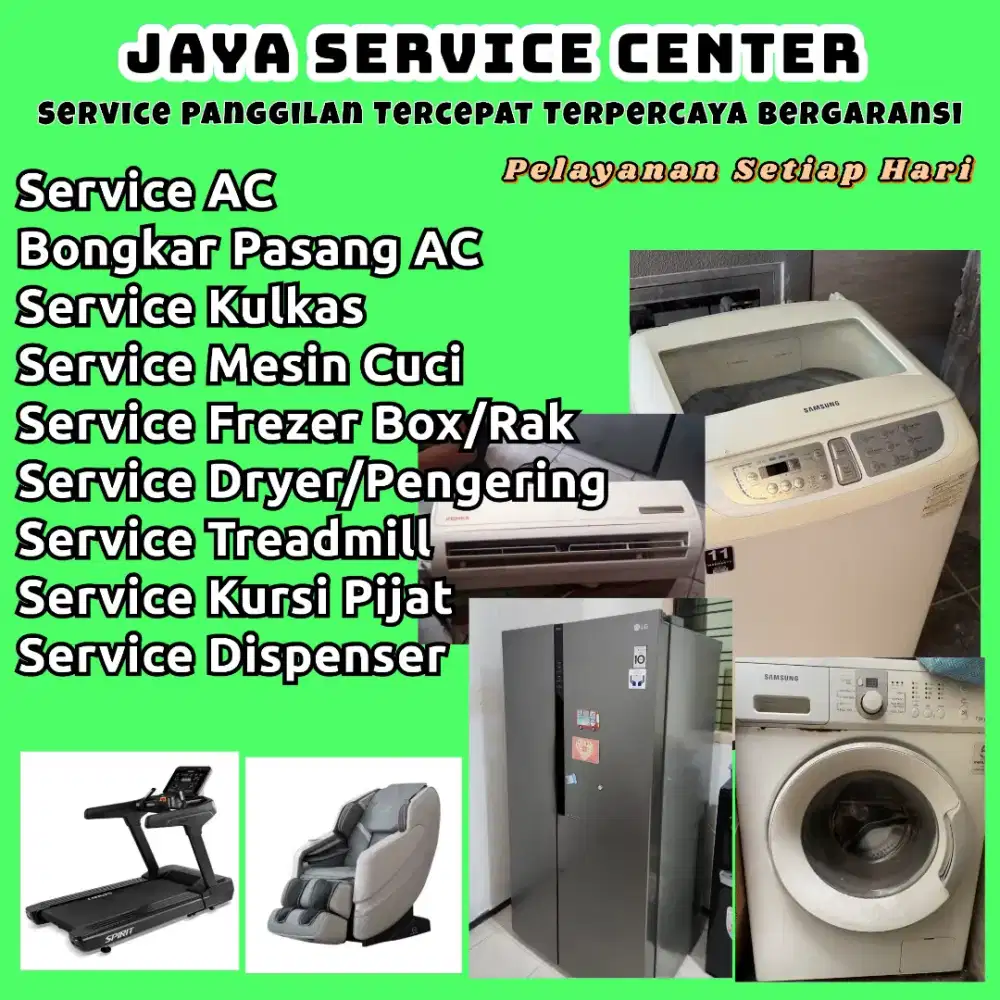 Service Kulkas Bongkar Pasang Servis AC Treadmill Dispenser Mesin Cuci