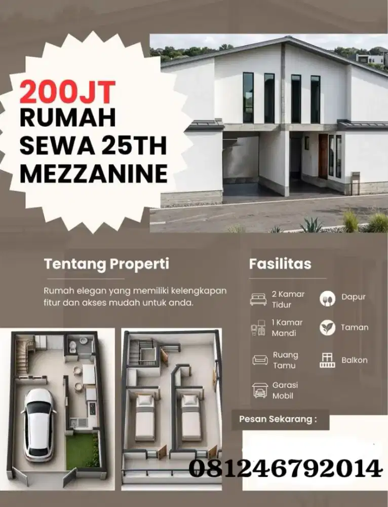 Sewa rumah baru mezzanine 25 tahun di Cekomaria Denpasar Bali