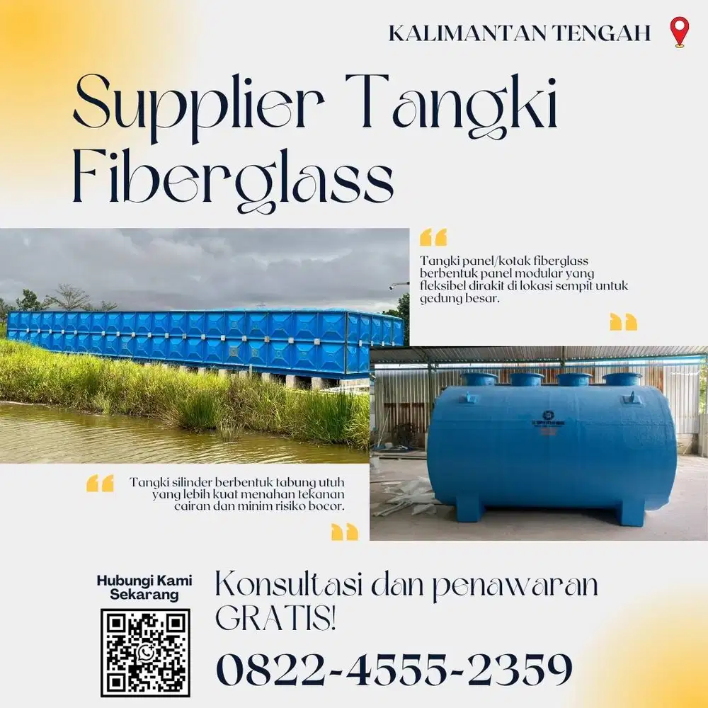 Tangki Fiberglass FRP-Panel Tank, Roof Tank & Ground Tank Pulang Pisau