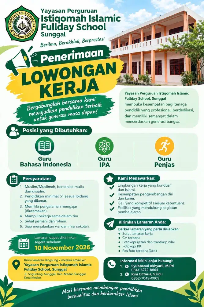 Lowongan Kerja Guru Mata Pelajaran