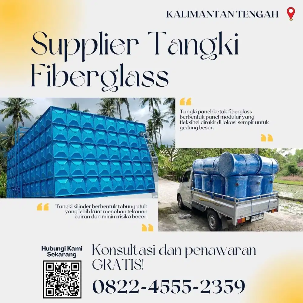 Tangki Fiberglass FRP-Panel Tank, Roof Ground Tank Sukamara