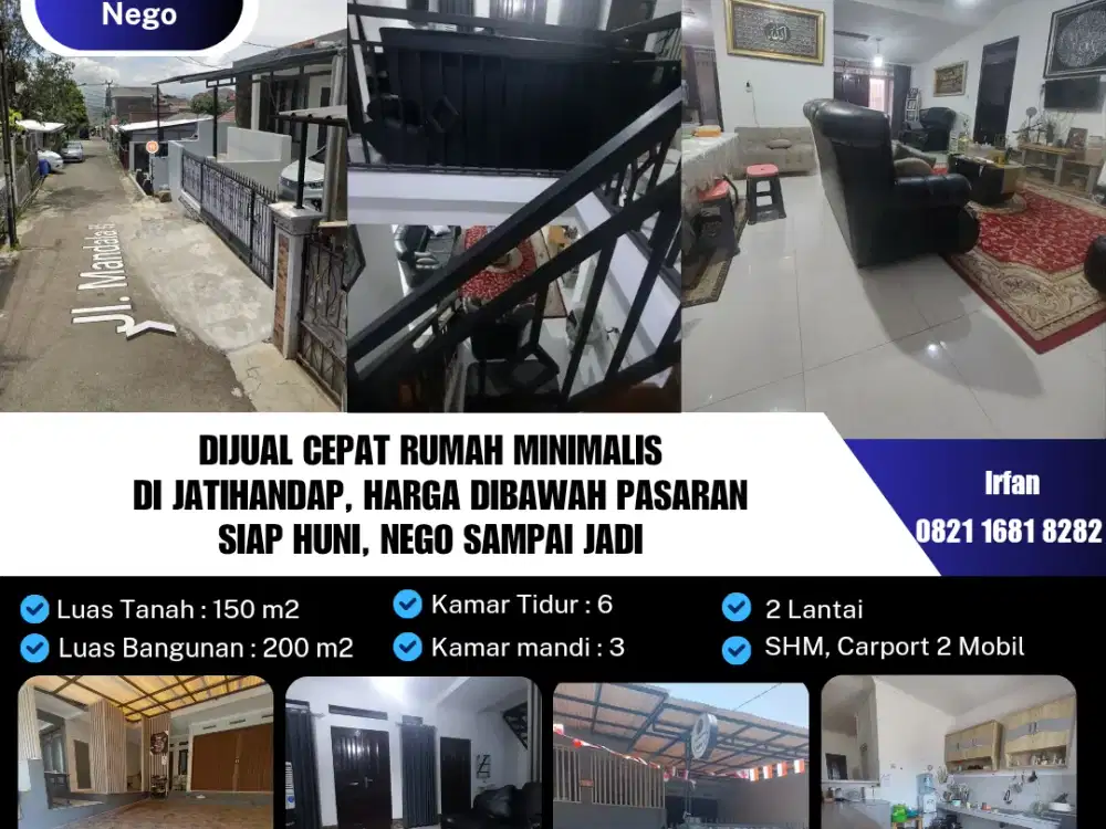 Dijual Cepat Rumah Minimalis di Jatihandap, Harga Dibawah Pasaran
Siap Huni, Nego sampai Jadi