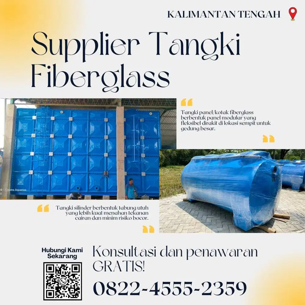 Tangki Fiberglass FRP-Panel Tank, Roof Ground Tank Kotawaringin Barat