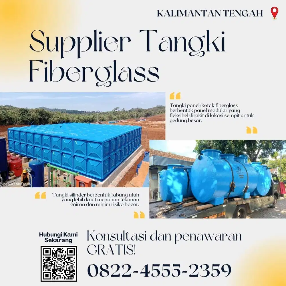Tangki Fiberglass FRP-Panel Tank, Roof Ground Tank Kotawaringin Timur