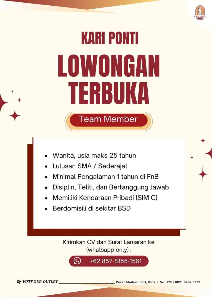 Dibutuhkan Karyawati (New Member Team)