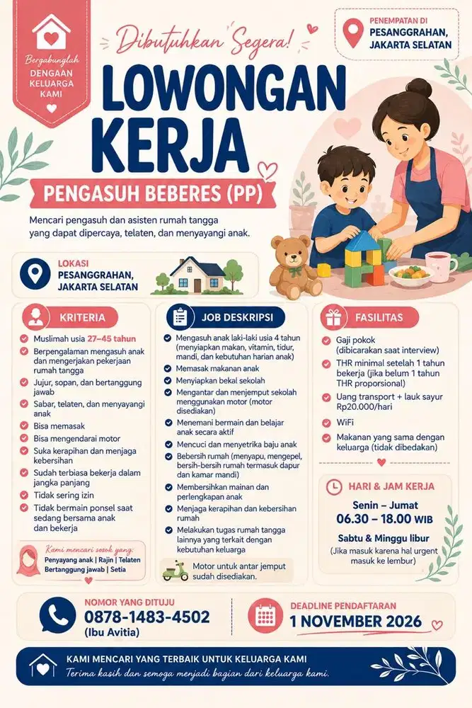 Dibutuhkan Segera Pengasuh ART PP