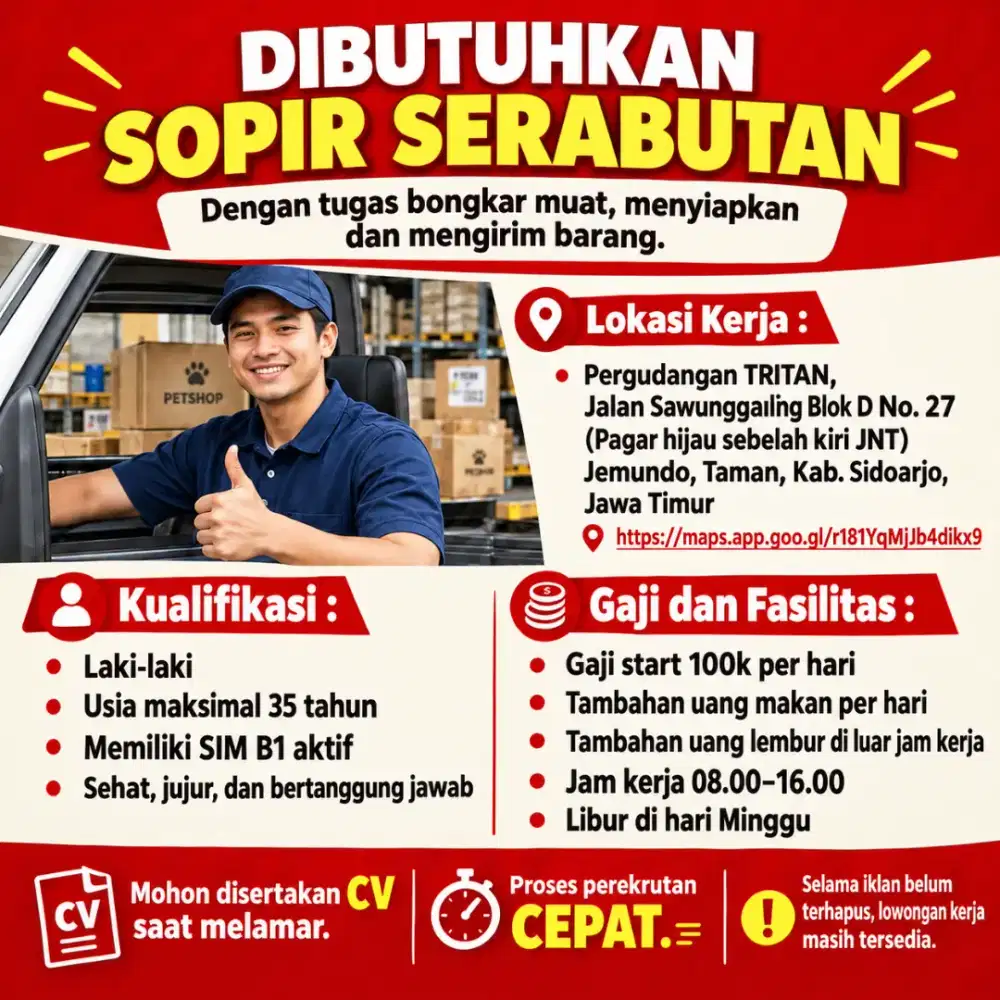 LOWONGAN KERJA SOPIR SERABUTAN