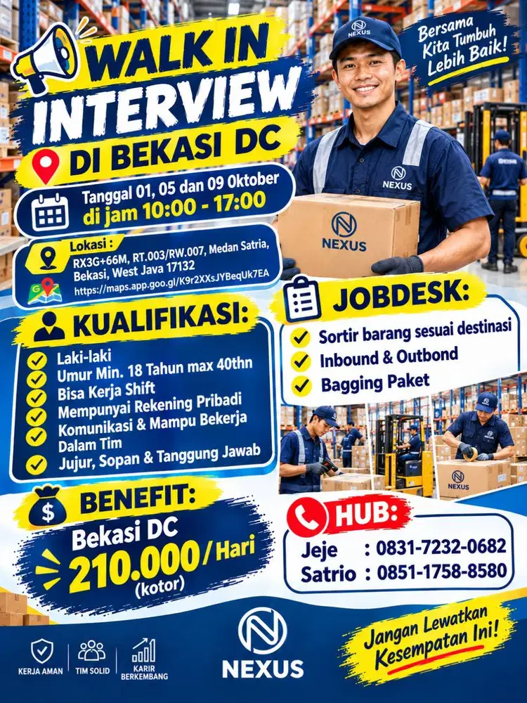 LOWONGAN DAILY WORKER  - BEKASI