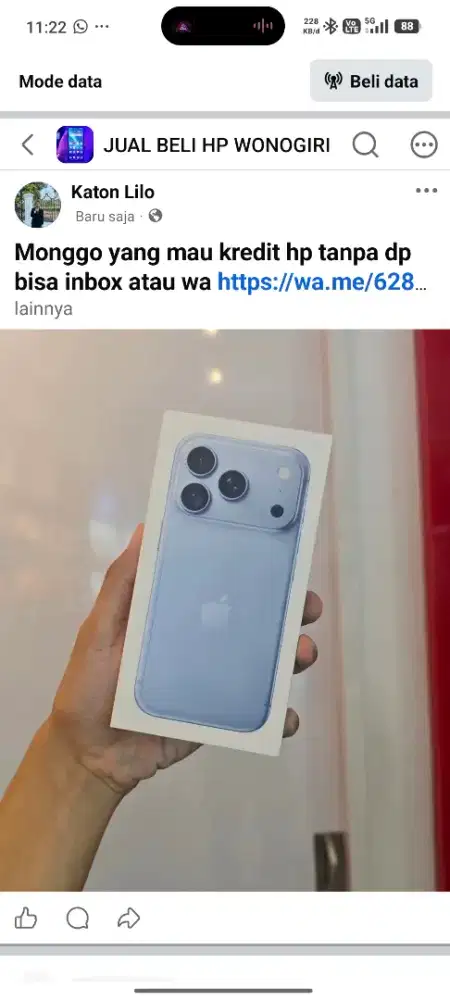 KREDIT IPHONE 18 PRO GALCIER BLUE 256