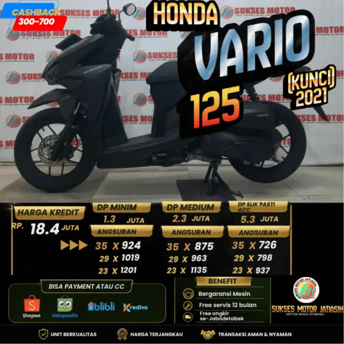HONDA VARIO 125 CBS ISS 2021 PLAT BOGOR PAJAK TERIMA PANJANG