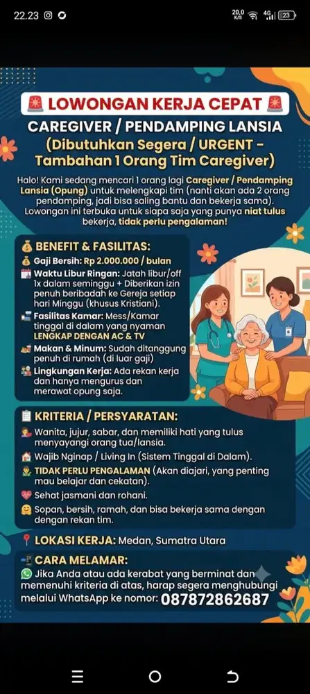 URGENT BUTUH CEPAT CARE GIVER