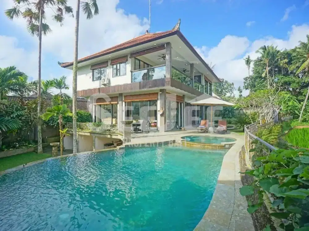 DIJUAL VILLA FREEHOLD (SHM) RASAKAN KETENANGAN MAKSIMAL DI VILLA MEWAH UBUD DENGAN PEMANDANGAN SAWAH YANG MEMUKAU – SVFU004