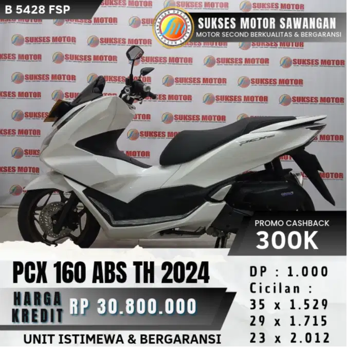 HONDA PCX 160 ABS TH 2024 PUTIH MULUS BISA CASH KREDIT UNIT BERGARANSI