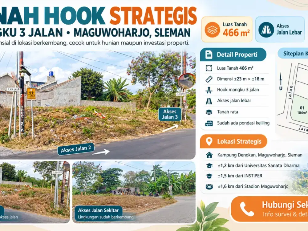 Dijual Tanah Dekat Stadion Maguwoharjo Jogja Akses Lebar