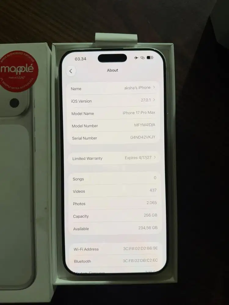Iphone 17 Promax 256gb