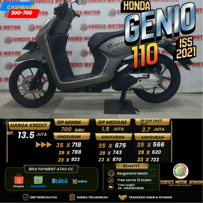 HONDA GENIO ISS 2021 PLAT BEKASI KOTA PAJAK TERIMA PANJANG KALENG BARU