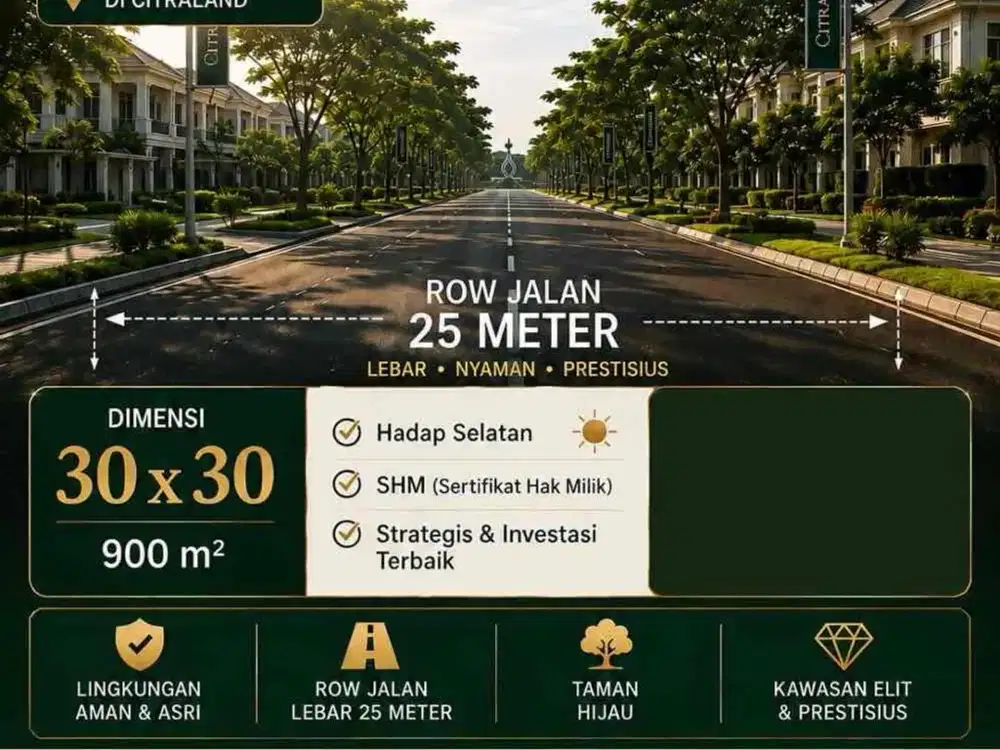 DIJUAL KAVLING RAYA WATERFRONT CITRALAND