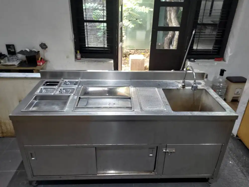 Stainless Steel Coffee Bar Workbench + Sink + Ice Bin (Second)