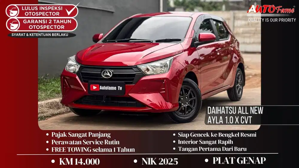 KM14RB Daihatsu All New Ayla 1.0 X CVT AT Ruby Red On Black NIK 2025