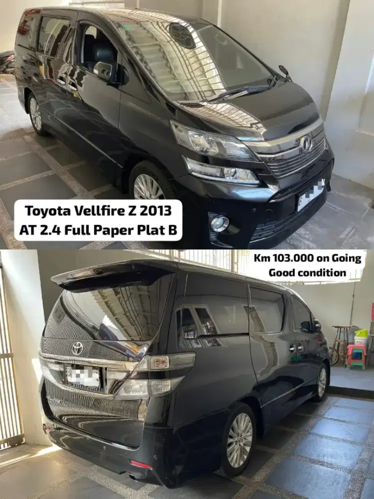 Toyota Vellfire Z 2.4 AT 2013 full Paper Plat B Jakpus