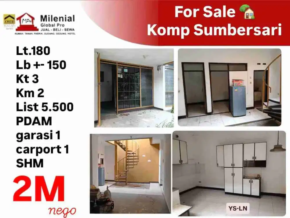 JUAL SEGERA RUMAH KOMPLEK SUMBERSARI