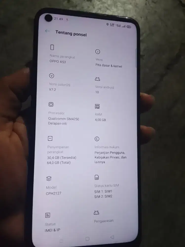 Oppo a53 ram 4/ga gb