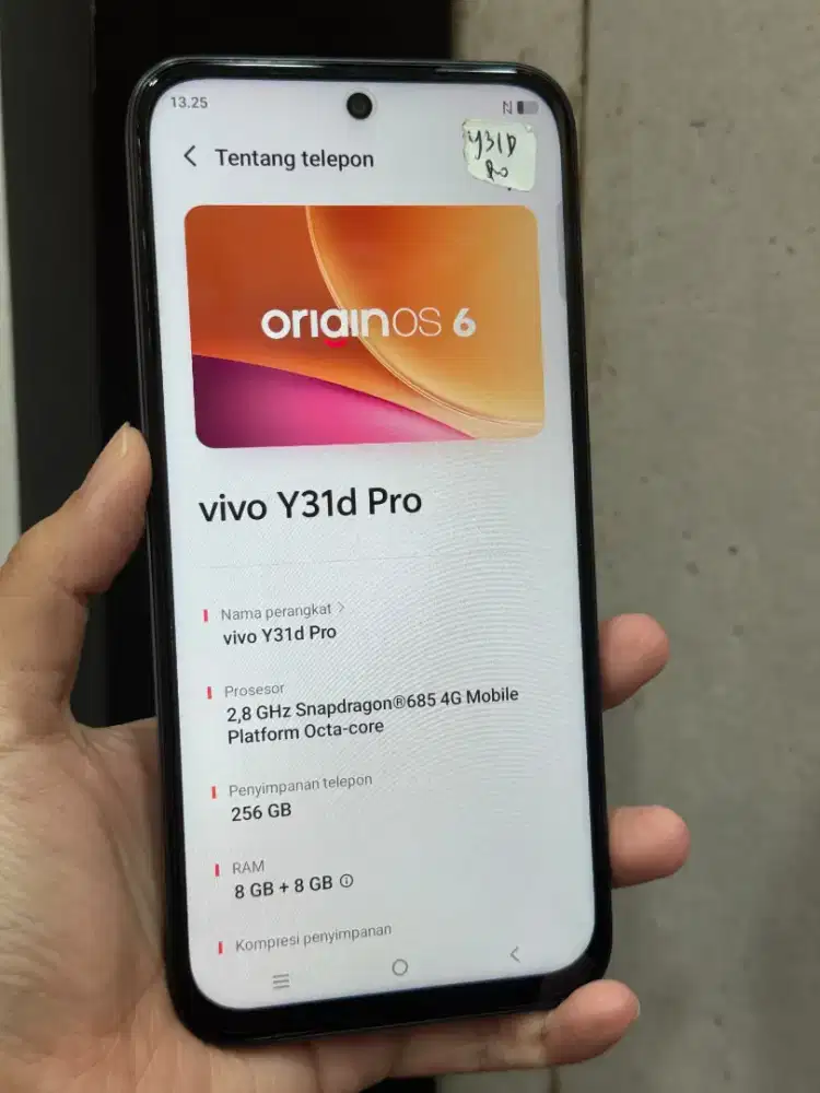 Second vivo y31d pro 8/256Gb Garansi Jul 2027 4000k