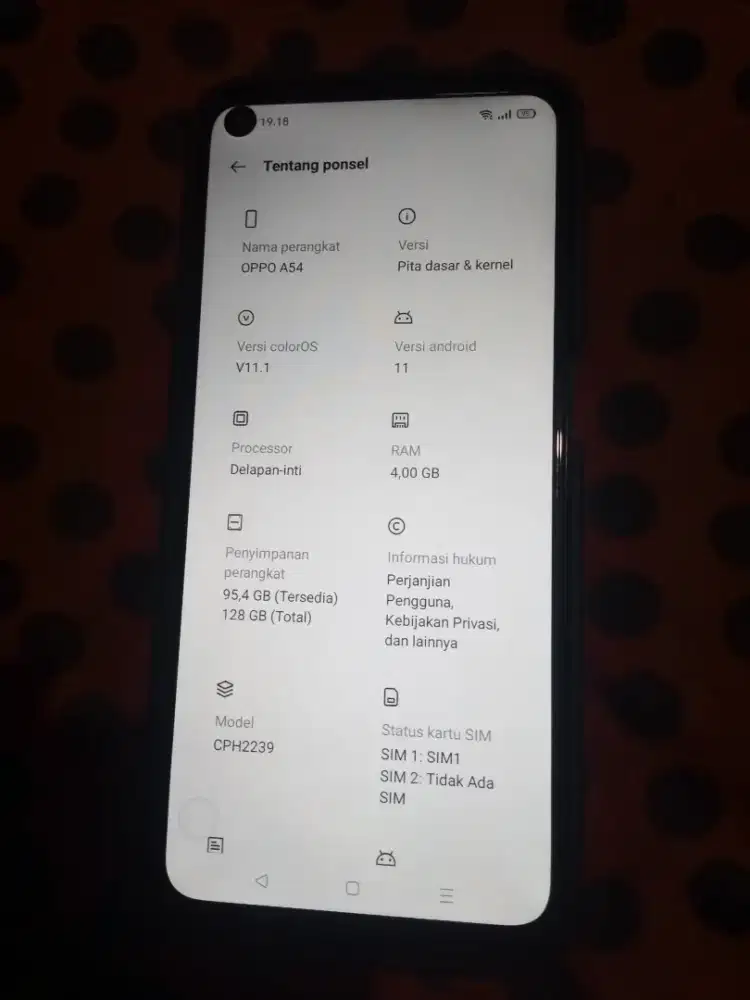 OPPO A54 RAM 4/128, HP AJA+PERNAH GANTI LCD, KONDISI NORMAL SIAP PAKAI