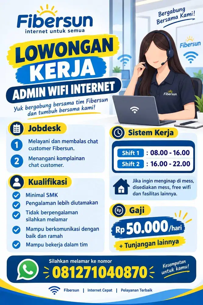 Lowongan Admin Internet
