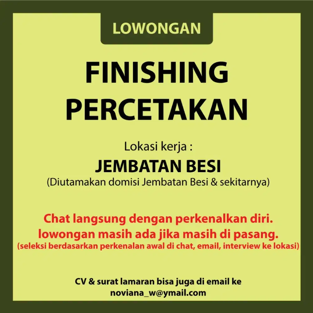 Lowongan finishing percetakan