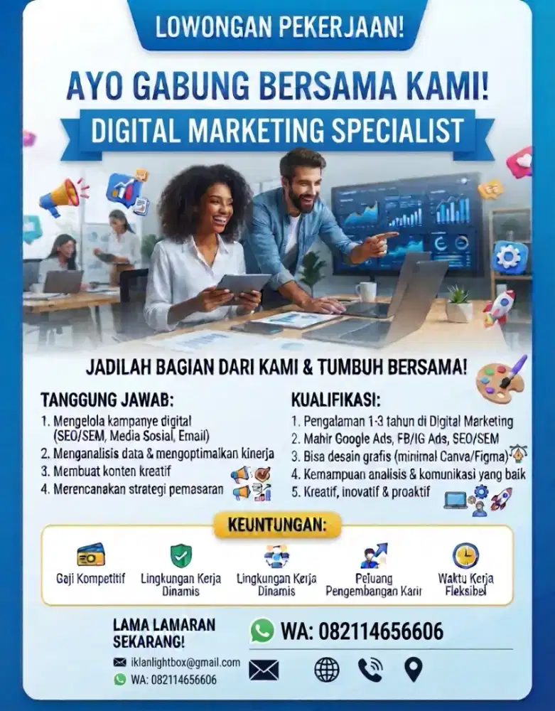 Dicari segera Digital marketing spesialist berpengalaman